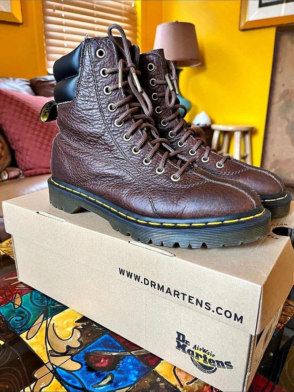 Dr. Martens Santo Grizzly Brown & Black Lace-Up Boots US 7